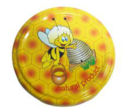 Set 50 capace, model miere de albine, pentru borcane, FI 63 mm, multicolor