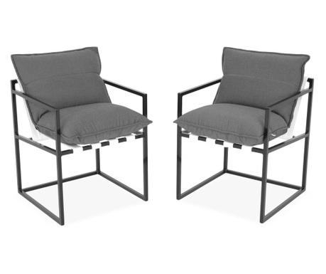 Set 2 scaune REEF L.56 l.56 H.70 negru/gri