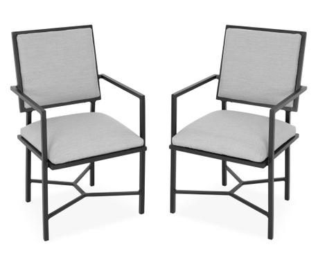 Set 2 scaune EVIE L.59 l.50 H.90 negru/gri