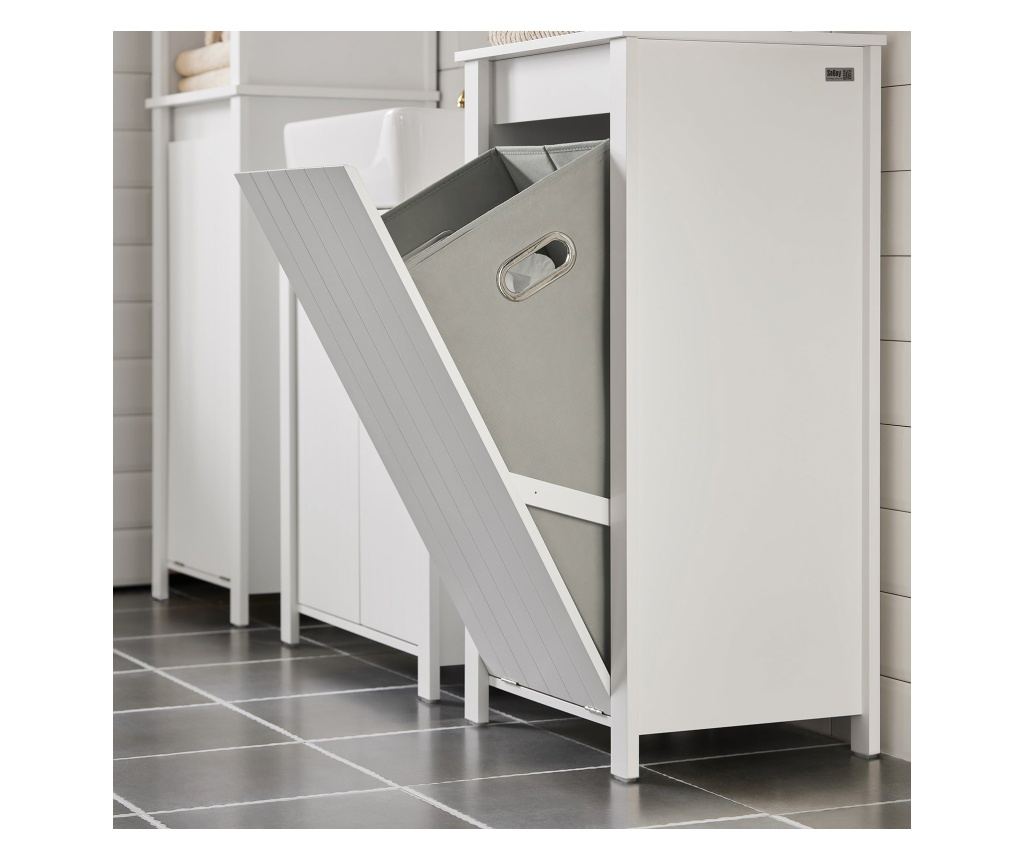 SoBuy Kopalniška omarica za perilo Omarica za perilo z zložljivo vrečko za perilo Bela 45x35x85,5cm BZR100-W - 5