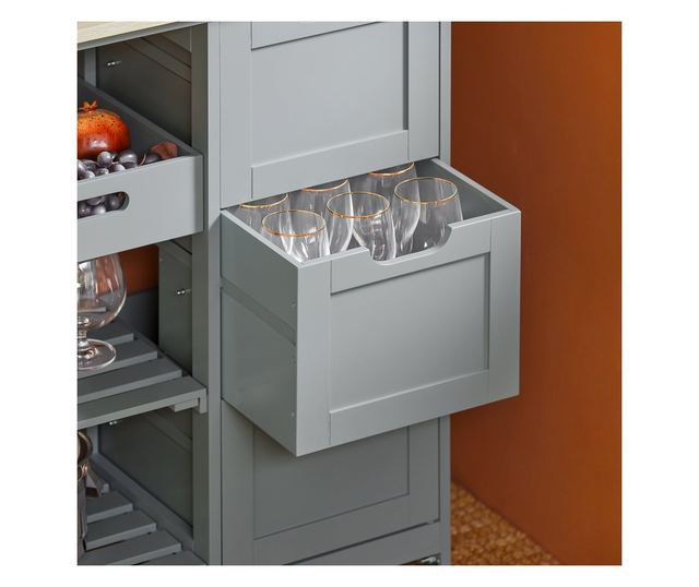 SoBuy Kuhinjski voziček Kuhinjska omarica s 3 predali in 1 košaro FKW79-HG