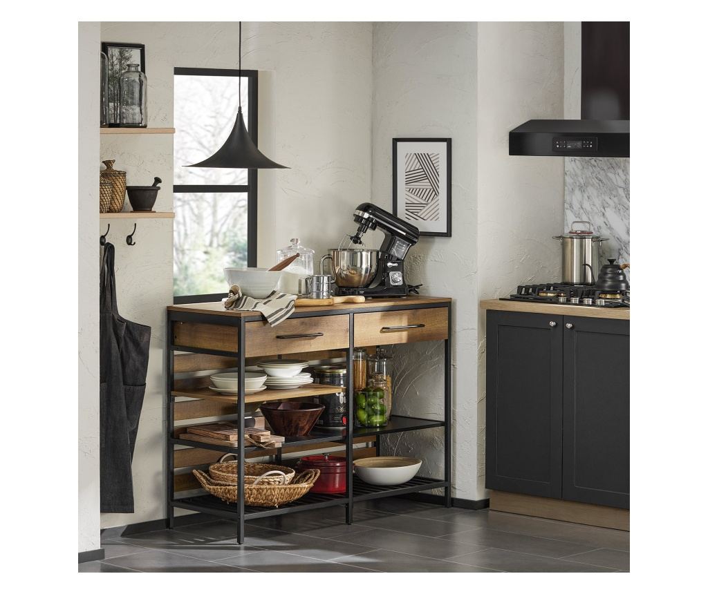 SoBuy βοηθητικά έπιπλα κουζίνασ, υπουργικό συμβούλιο με τροχούς, ραφια για φουρνο μικροκυματων FSB85-PF - 3