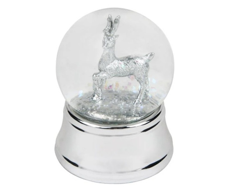 Decoratiune luminoasa de Craciun tip snowball cu LED, argintiu, inaltime 8 cm