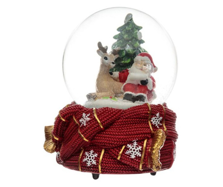 Decoratiune audio tip snowball cu sunete, figurine ren, brad si mos Craciun, multicolor, inaltime 15 cm