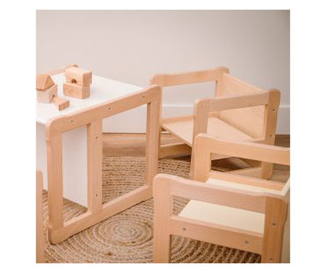 Set Montessori multifunctional de masa cu doua scaune