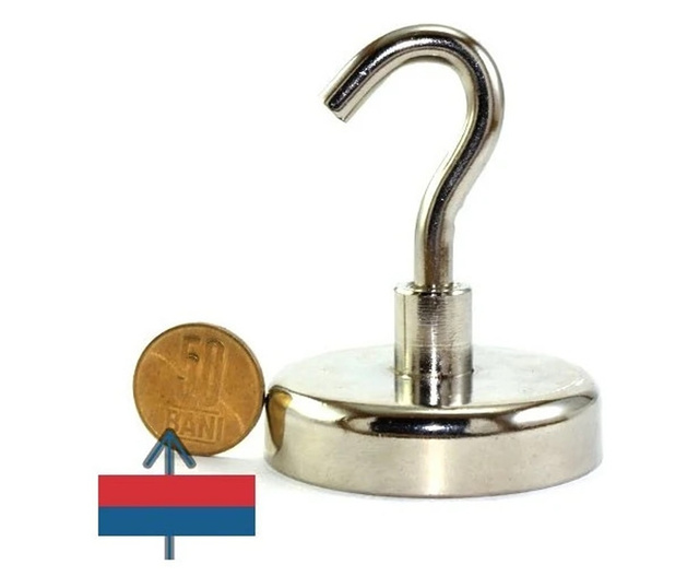 Magnet neodim oală D 48 mm cârlig inelar - Magnet pentru pescuit 65kg