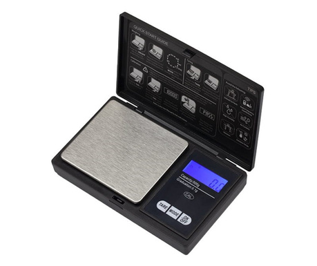 Дигитална джобна везна IdeallStore®, Специално тегло, LCD дисплей, пластмасова защита, 13 см, максимум 500гр, черна