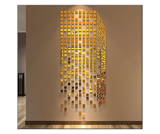Set Oglinzi Design Patrat - Oglinzi Decorative Acrilice 4/4 Gold 100 buc