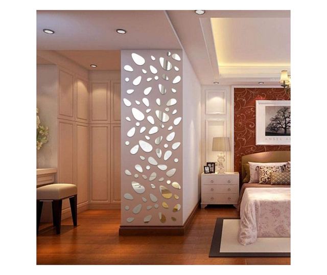 Set Oglinzi Design 3D Silver Piatra Cubica MyStyle - Oglinzi Decorative Acrilice Luxury Home 12 buc/set
