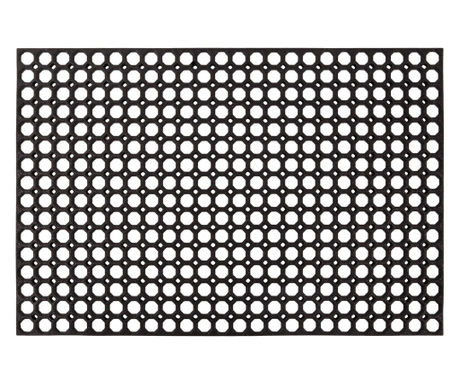 Covor intrare antiderapant Honeycomb, model fagure, negru, cauciuc reciclat, 80x120 cm