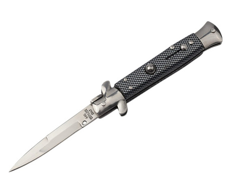 Ловен нож IdeallStore®, Италианска стойка, неръждаема стомана, 20.5 см, сив, капак
