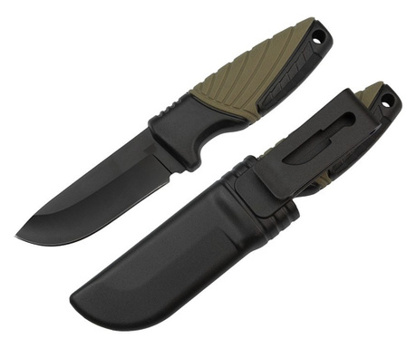 Ловен нож IdeallStore®, Adventure Touring, неръждаема стомана, 16.5 см, черен, с включена обвивка