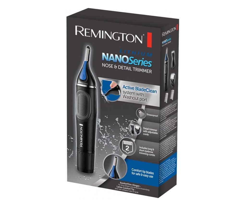 Тример за детайли Remington NE3870 NANOSeries Lithium, 2 глави, Закръглен връх, Водоустойчив, Черен/син - 8