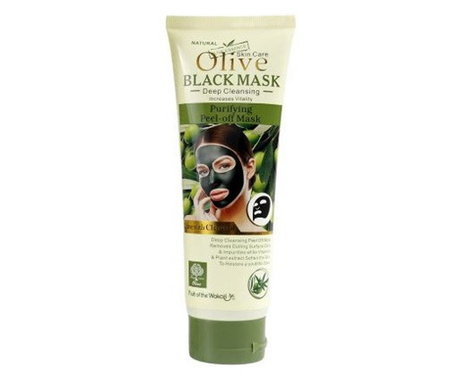 Маска за лице с активен въглен, маслини и витамин Е & В, Уокали, маслинено черна маска, 130 мл.