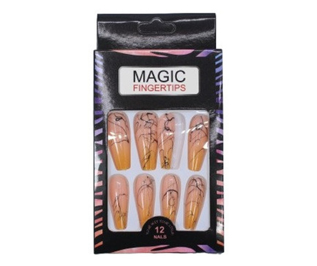 12 természetes megjelenésű műkörömből álló készlet, Magic Fingertips, 05