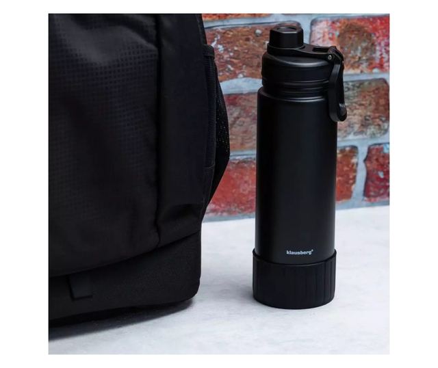 Термобутилка Klausberg KB 7637, 720 ml, Двойни стени, Стомана, Черен