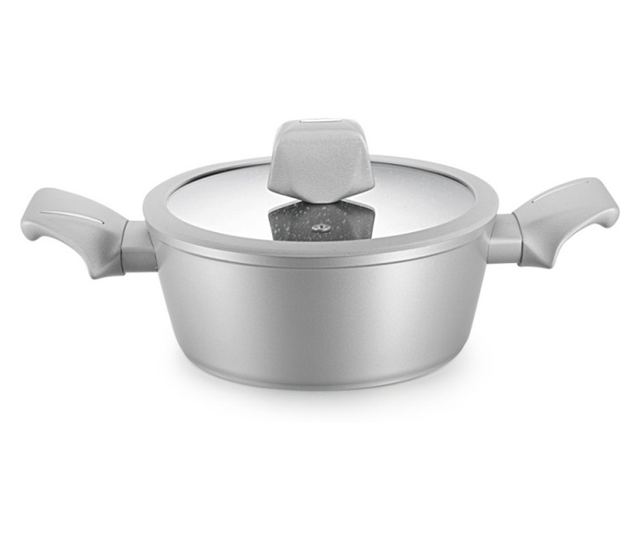 Комплект тенджери и тигани Royalty Line T010-Silver, 10 части, Мраморно покритие, Индукция, Сребрист