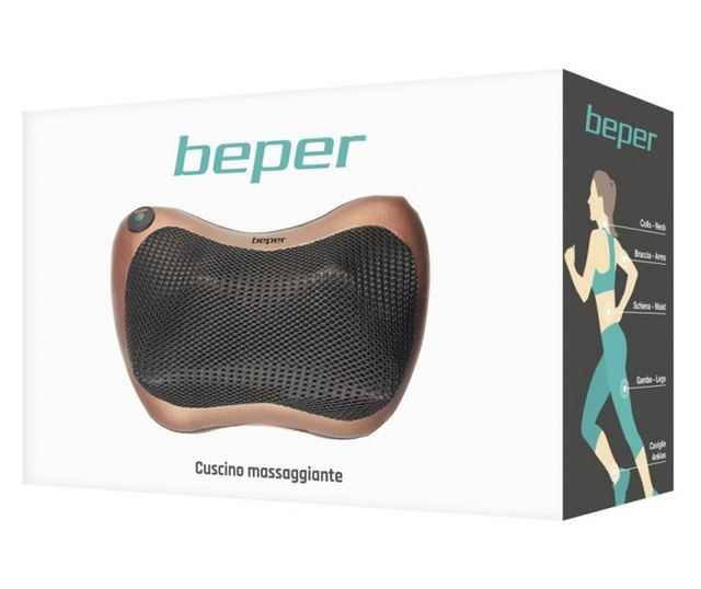 Масажираща възглавница Beper 40.501, 20W, 4 масажни ролки, Вибрации, Кафяв