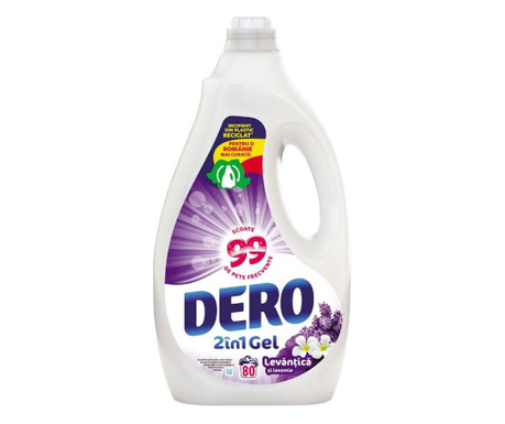 Detergent lichid Dero 2in1 Levantica si iasomie, 80 spalari, 4L