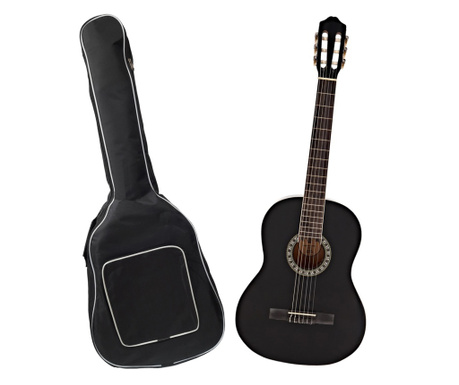 IdeallStore® класическа китара, 104 см, Black Raven, дърво, класически модел, черен, торбичка