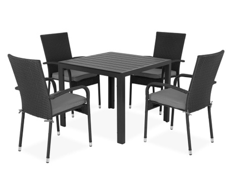Set 4 scaune si masa ENCORE/PRESLEY negru/gri