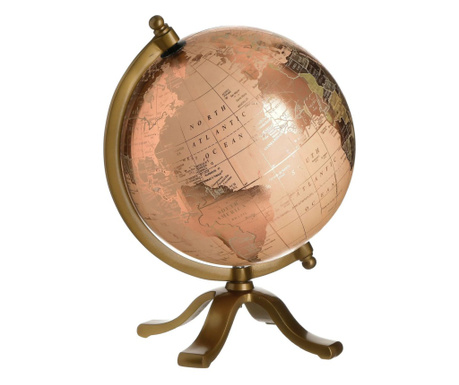 Glob Pamantesc cu suport metalic, Auriu, 28x22 cm