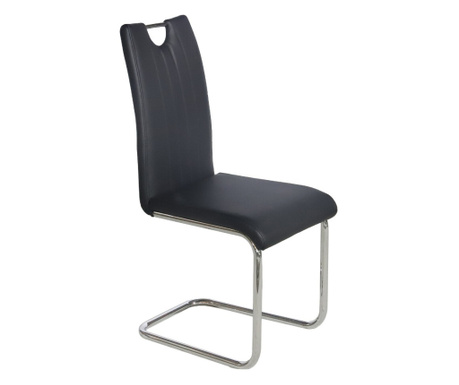 Set 4 scaune dining Lyan, piele ecologica, negru