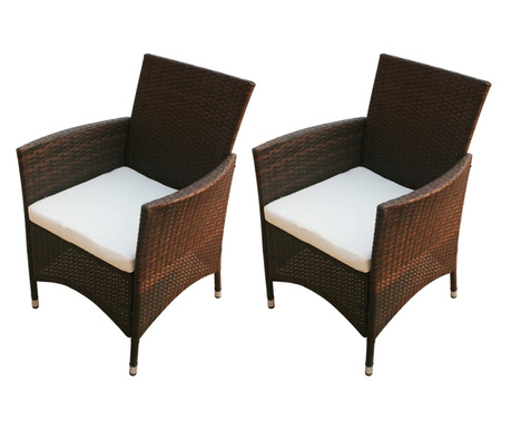 2 db barna polyrattan kerti szék