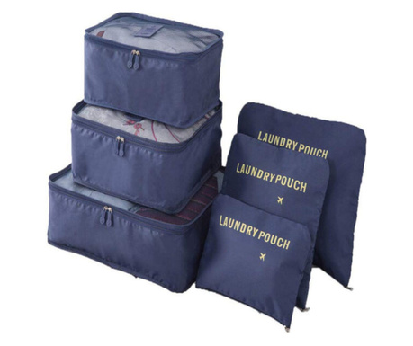 Set 6 huse organizare bagaj, 6 marimi diferite de organizator valiza/troler - Albastru