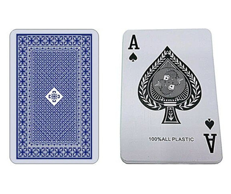 Carti de joc, din plastic, 54 bucati, 8.7x5.7 cm - Albastru