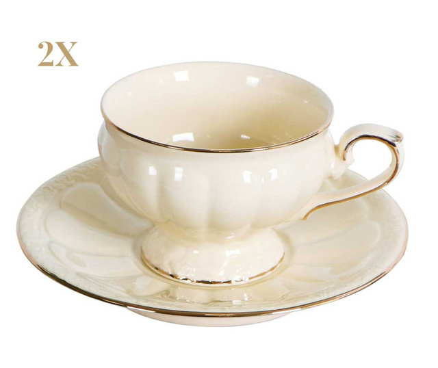 Két személyes porcelán csésze aljjal készlet díszdobozban Alba Elegant