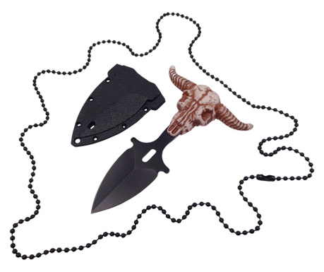 IdeallStore тактически ловен нож, Долината на смъртта, 8.5 см, черен, включена верижна обвивка