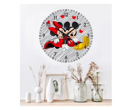 Ceas de perete, Minnie si Mickey Mouse, diametru 30 cm, rotund