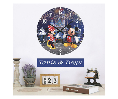 Ceas de perete, Mickey si Minnie Mouse, diametru 30 cm, rotund