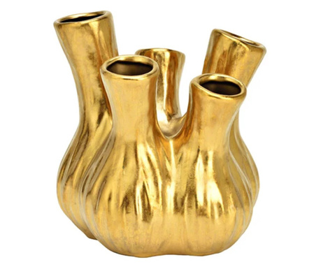 Vaza ceramica forma inima, auriu, 20x21 cm