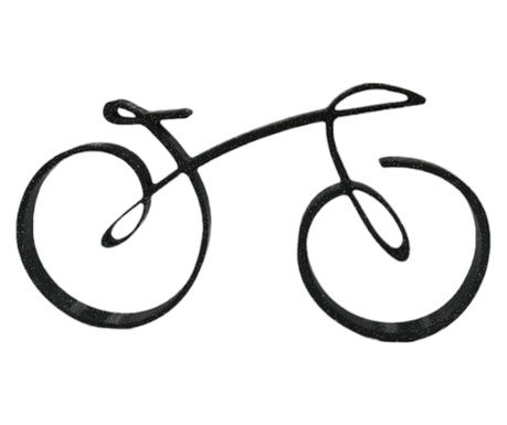 Bicicleta minimalista pentru design interior, tehnica single line, negru sparkle, 150x80x15 mm