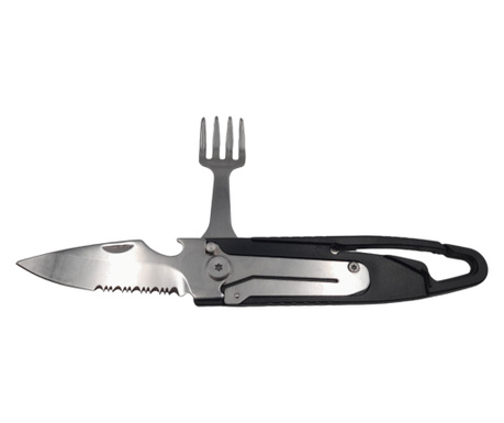 IdeallStore комплект прибори за къмпинг и туризъм, нож и вилица, тип нож, 16 см, черен