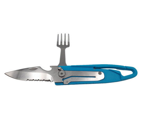 IdeallStore комплект прибори за къмпинг и туризъм, нож и вилица, тип нож, 16 см, син