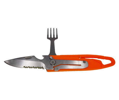 IdeallStore комплект прибори за къмпинг и туризъм, нож и вилица, тип нож, 16 см, оранжев