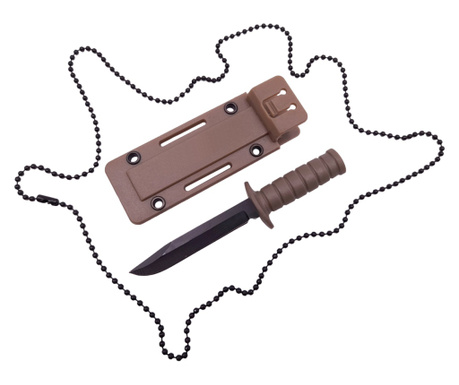 IdeallStore тактически ловен нож, Военен конвой, 10 см, сив, включена верижна обвивка