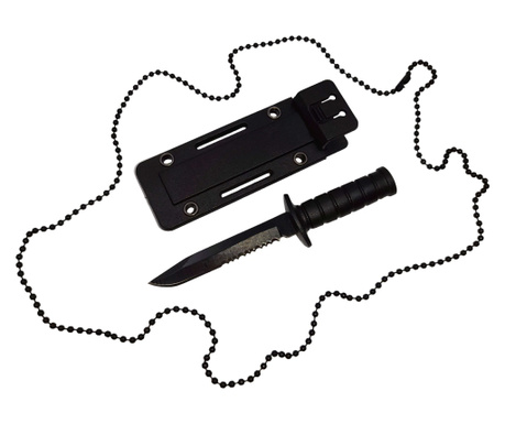 IdeallStore тактически ловен нож, Военен специалист, 10 см, черен, включена верижна обвивка