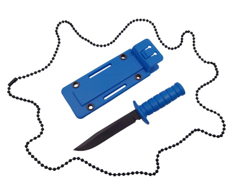 IdeallStore тактически ловен нож, Военен конвой, 10 см, син, включена верижна обвивка