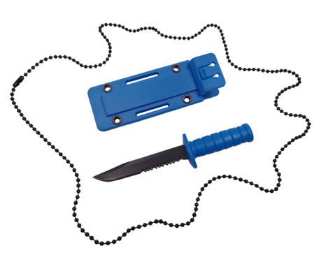 IdeallStore тактически ловен нож, Военен специалист, 10 см, син, включена верижна обвивка