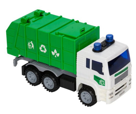 Masina de gunoi, pentru copii, cu sunet si lumina, verde alb , + 3 ani