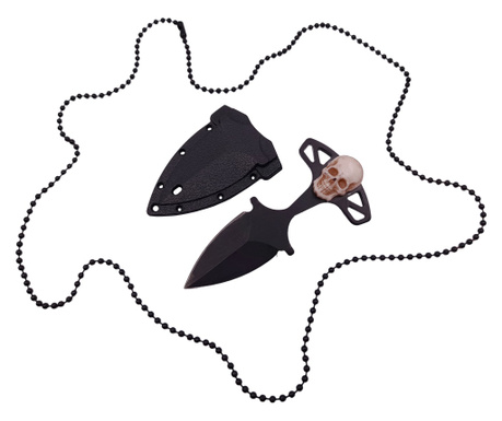 IdeallStore тактически ловен нож, Dead Silence, 8 см, черен, включена верижна обвивка