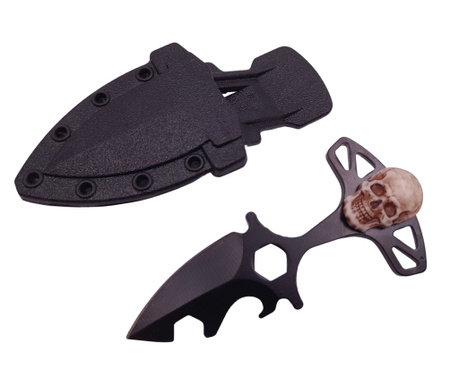Тактически ловен нож IdeallStore, Broken Silence, 8 см, черен, обвивка с дръжка за колан