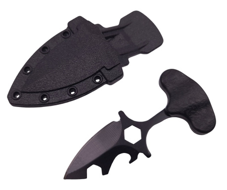 Тактически ловен нож IdeallStore®, Счупено копие, 8 см, черен, обвивка с дръжка за колан