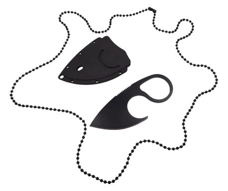 IdeallStore taktikai vadászkés, Broken Spirit, 8 cm, fekete, lánchüvely mellékelve