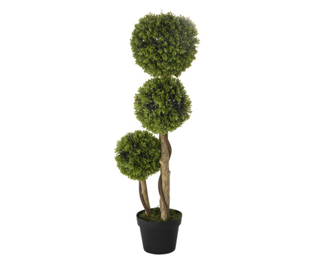 Plante artificiale decorative buxus taiat sferic in ghiveci, plante artificiale pentru decor de interior si exterior, 90 cm
