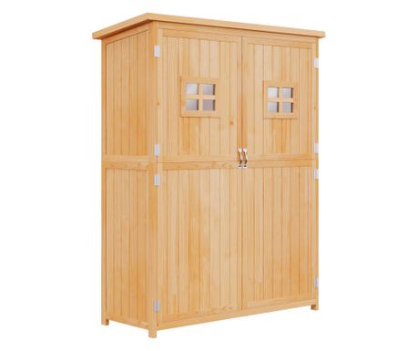 Fenyőfa kerti tároló polcokkal 127,5x50x164